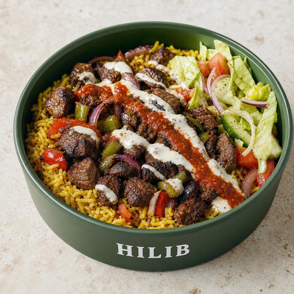 Suqaar Bowl i en grön HILIB-märkt skål