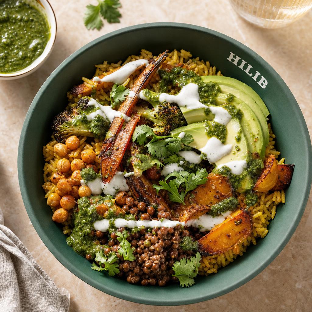 Veggie Bowl i en grön HILIB-märkt skål